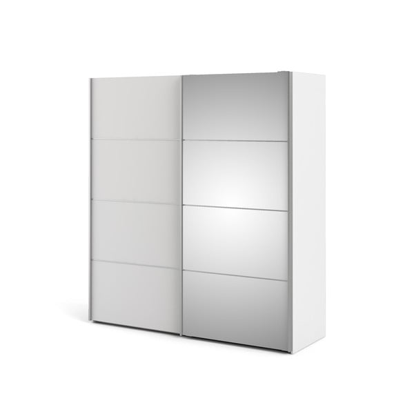 Verona fehér ruhásszekrény tükörrel és tolóajtókkal, 182 x 202 cm - Tvilum-image-4