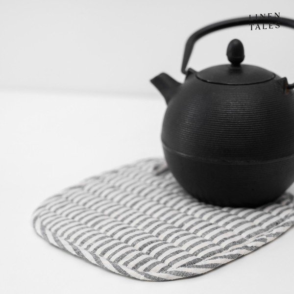 Len edényfogó Thin Black Stripes – Linen Tales-image-1