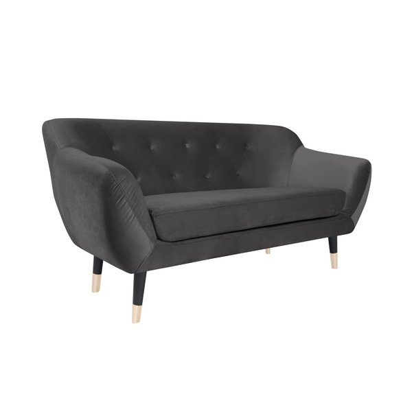 Amelie szürke kanapé fekete lábakkal, 158 cm - Mazzini Sofas-image-2