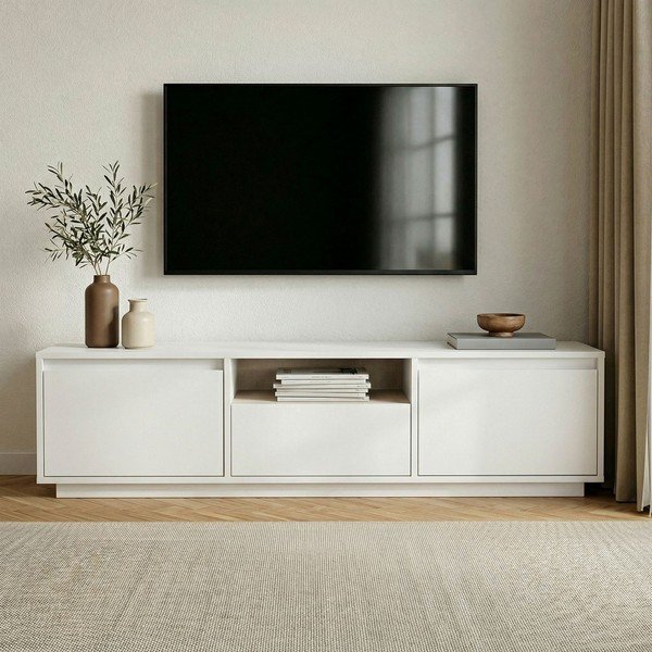 Fehér TV-állvány 160x42x30 cm Sentinel – Kalune Design-image-2