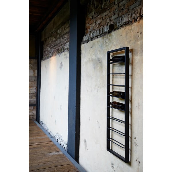 Fekete fali fém bortartó polcos állvány 42x120x6 cm Macaben – Light & Living-image-1