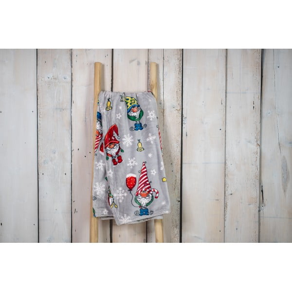 Szürke karácsonyi mikroplüss takaró 200 x 150 cm Gnome - My House