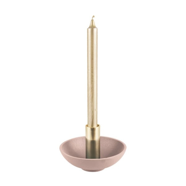 Nimble rózsaszín gyertyatartó aranyszínű részletekkel, magasság 9,5 cm - PT LIVING