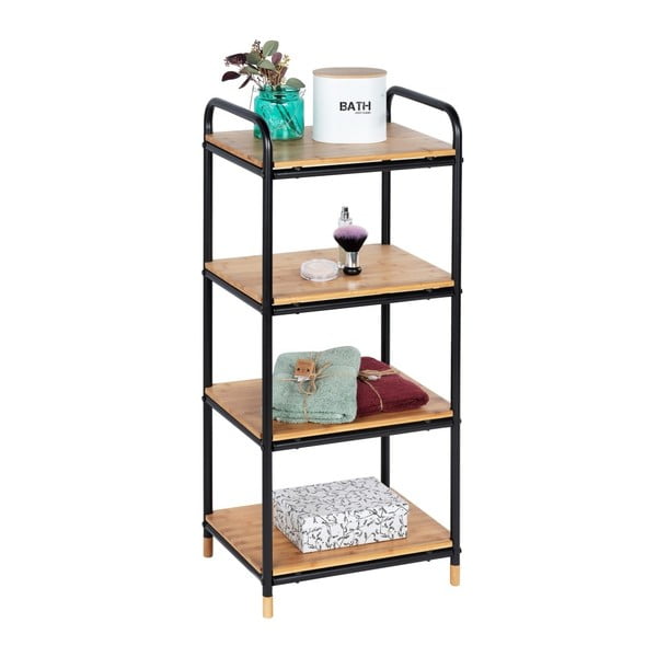 Fekete-natúr színű fém fürdőszobai polcos állvány 42x94,5 cm Loft – Wenko-image-2