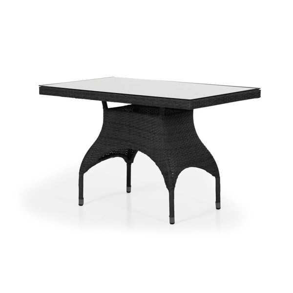 Ninja fekete kerti asztal, üveglappal, 110 x 65 cm - Brafab