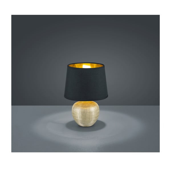 Luxor fekete kerámia-szövet asztali lámpa, magasság 26 cm - Reality-image-1
