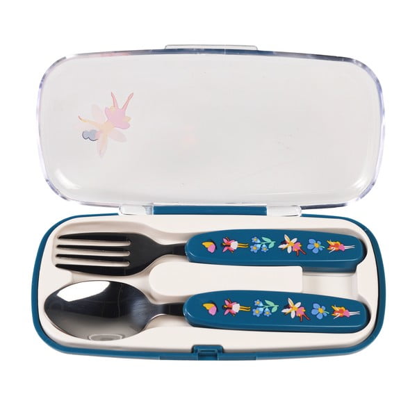 Kék rozsdamentes acél gyerek evőeszköz 2 db-os Fairies in the Garden – Rex London