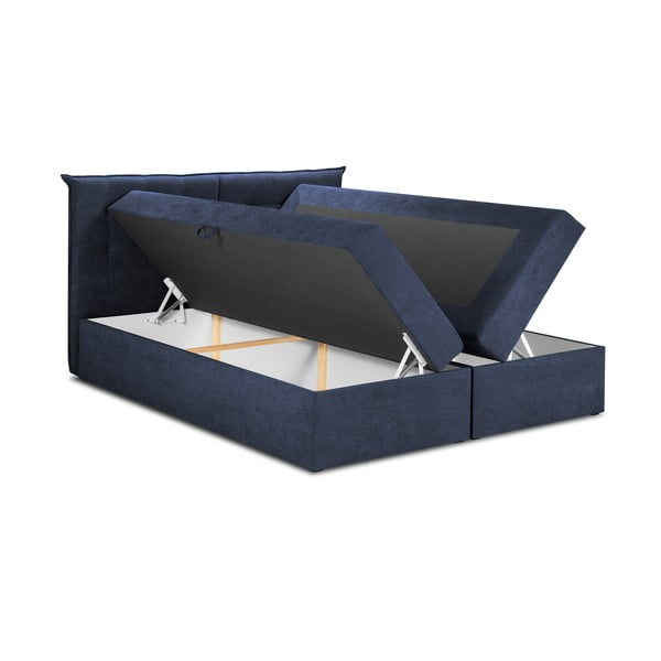 Sötétkék boxspring ágy tárolóhellyel 200x200 cm Echaveria – Mazzini Beds-image-3