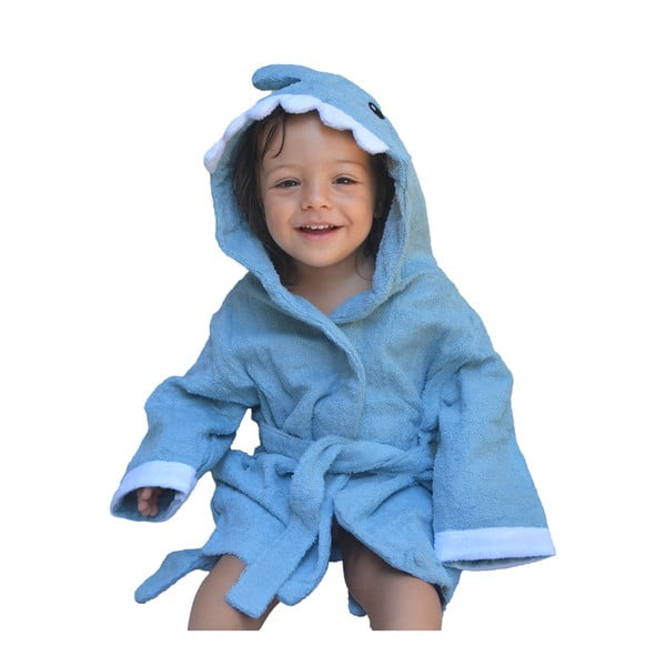Kék pamut gyerek fürdőköpeny L Shark - Rocket Baby