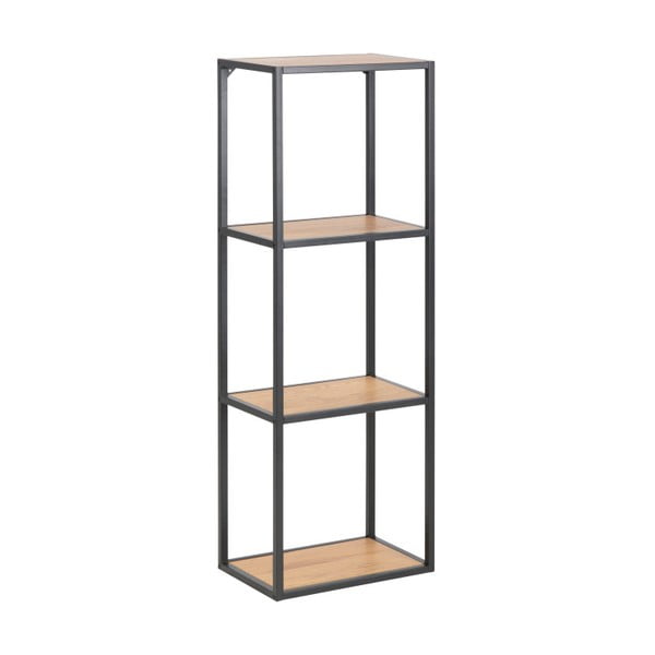 Fekete-natúr színű fali könyvespolc tölgyfa dekorral 37x108 cm Seaford – Actona-image-2