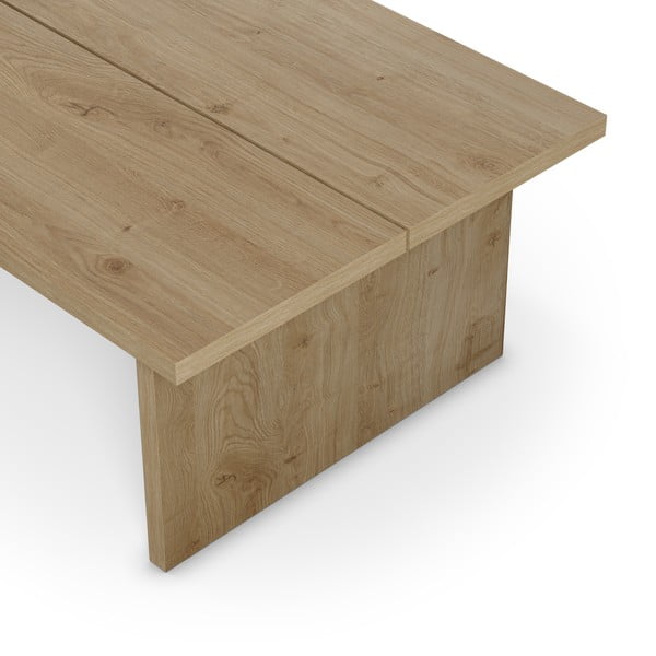 Natúr színű dohányzóasztal tölgyfa dekoros asztallappal 70x120 cm Loana – Marckeric-image-2