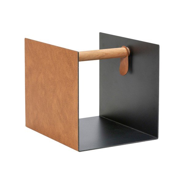 Fekete-natúr színű dekoratív fém-öko bőr tárolódoboz 32x38x31 cm Bull – LIND DNA