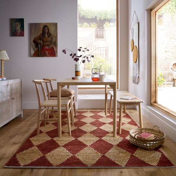 Terrakotta színű kézi szövésű jutakeverék szőnyeg 120x170 cm Effie Diamond – Flair Rugs-image-1
