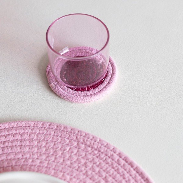 Rózsaszín textil poháralátét szett 4 db-os Piff – ONA-image-1