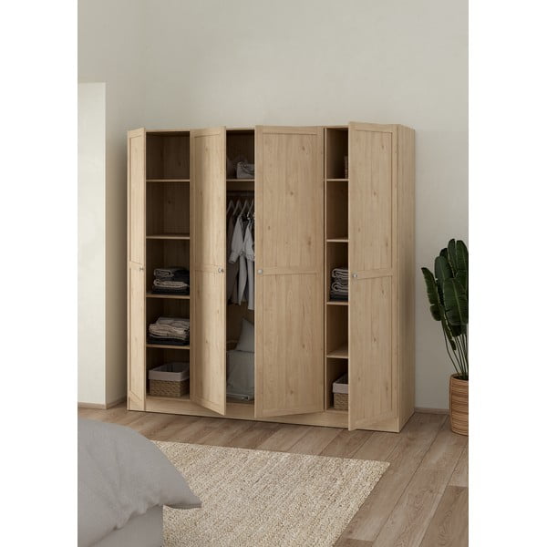 Natúr színű ruhásszekrény tölgyfa dekorral 195,5x200 cm Billund – Tvilum-image-2