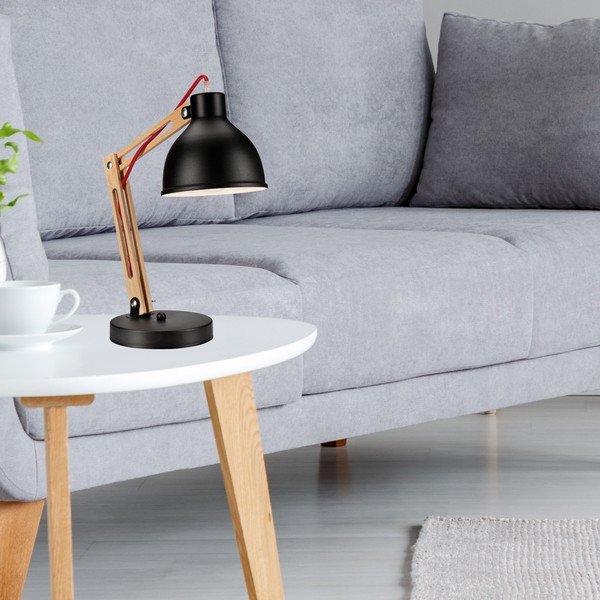 Fekete-barna asztali lámpa fém búrával (magasság 44 cm) Marcello – LAMKUR-image-1