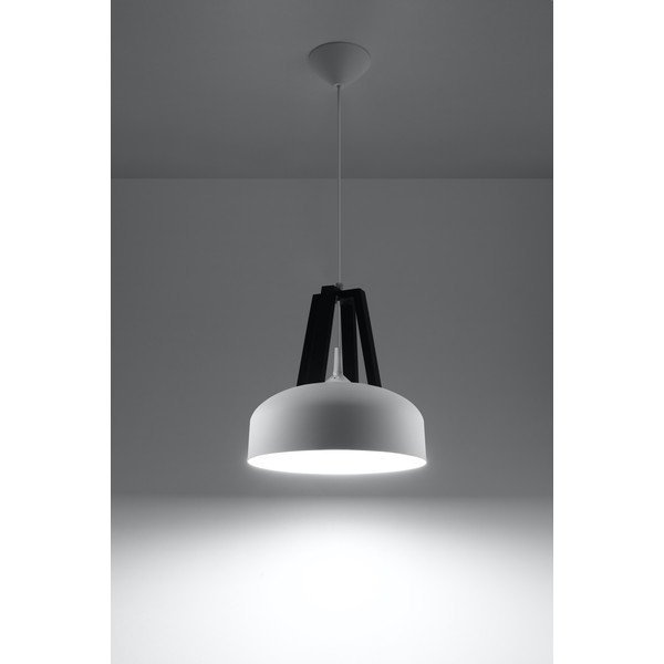 Olla fehér-fekete függőlámpa fa-fém búrával  ø 30 cm - Sollux-image-2