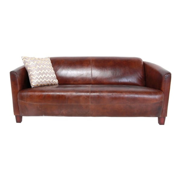 Lounge barna háromszemélyes kanapé valódi bőrborítással - Kare Design
