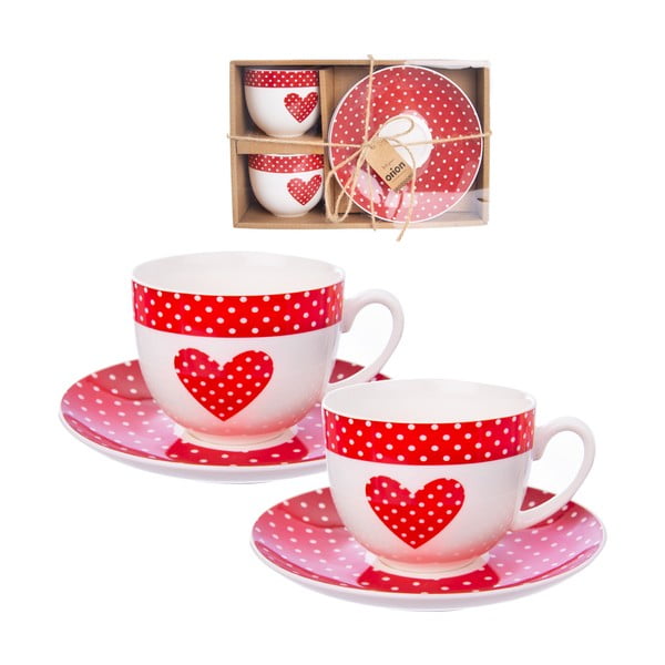 Piros porcelán csésze szett 2 db-os 280 ml – Orion-image-1