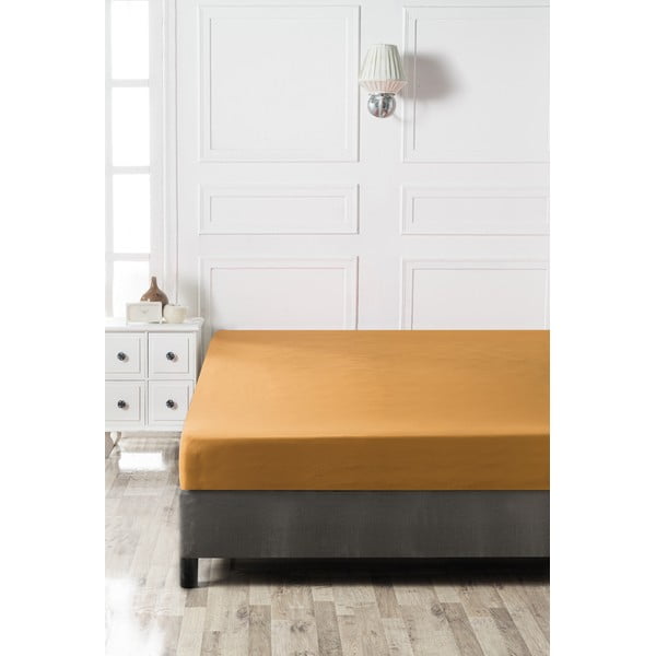 Sárga gumis pamut lepedő 160x200 cm - Mijolnir-image-2