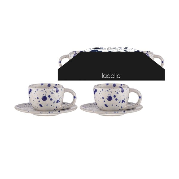 Fehér-kék agyagkerámia eszpresszó csésze szett 2 db-os 100 ml Carnival – Ladelle-image-2
