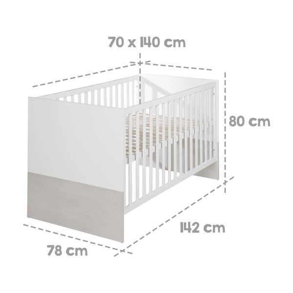 Fehér-világosszürke babaágy 70x140 cm Julia – Roba-image-2