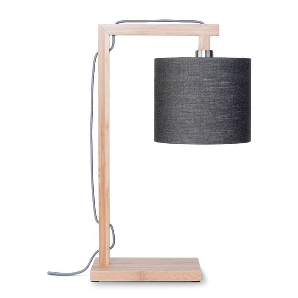 Himalaya asztali lámpa sötétszürke búrával és bambusz lámpatesttel - Good&Mojo