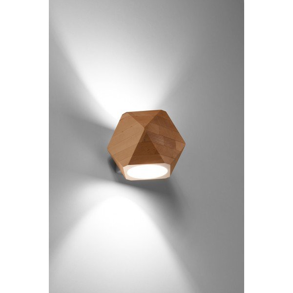 Natúr színű tömörfa fali lámpa Vige – Sollux-image-1