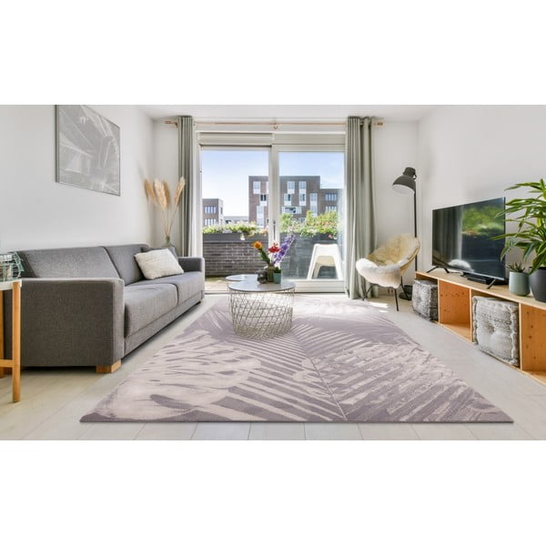 Szürke gyapjú szőnyeg 133x180 cm Monstera – Agnella-image-1