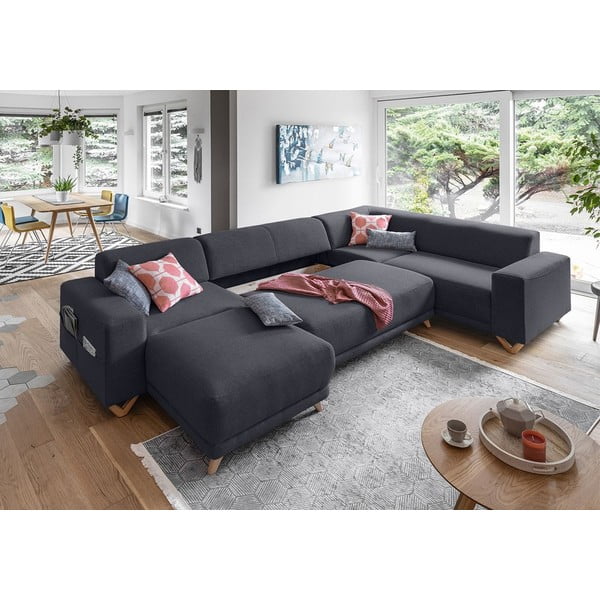 Antracitszürke kinyitható-tárolóhelyes sarokkanapé (jobb oldali-U alakú) Classy Sophie – Miuform-image-4