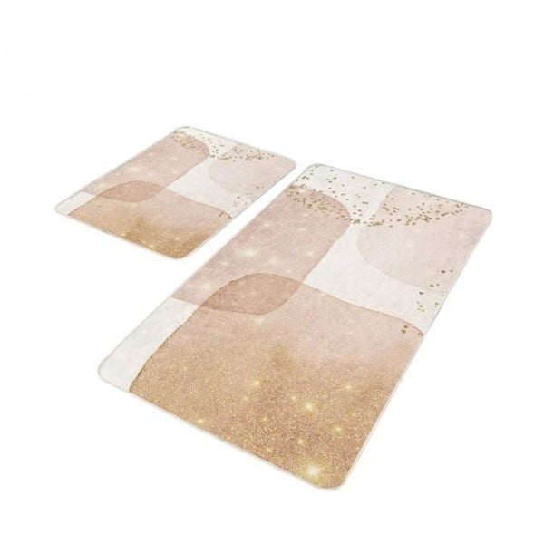 Bézs bársony fürdőszobai kilépő szett 2 db-os 60x100 cm – Mila Home