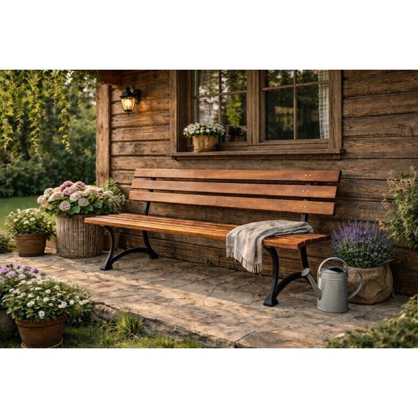 Natúr színű tömörfa kerti pad – Rojaplast-image-4