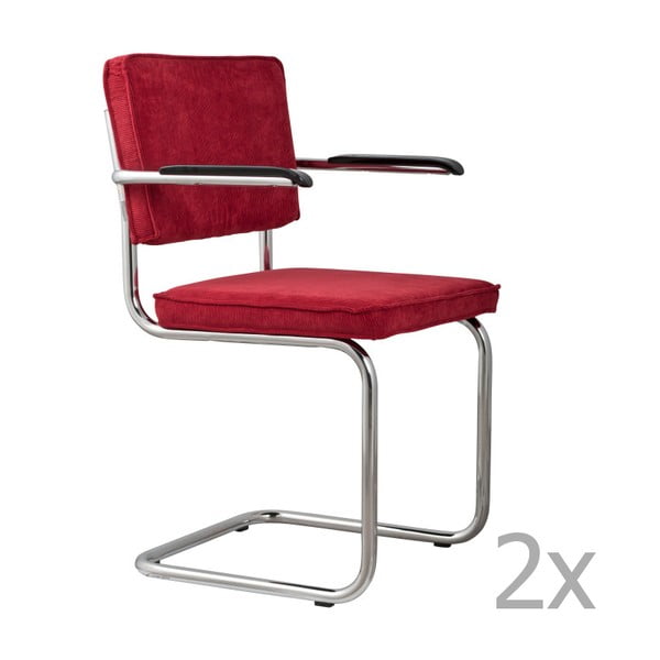 Ridge Rib 2 db piros karfás szék - Zuiver