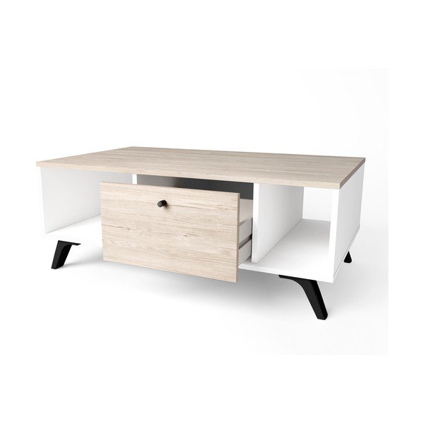 Natúr színű dohányzóasztal tölgyfa dekorral 60x100 cm Sahara – Marckeric-image-3