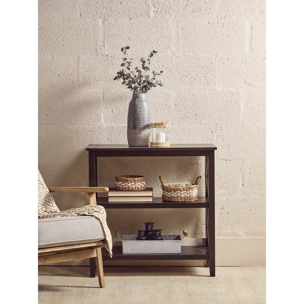 Fekete borovi fenyő polcos állvány 40x81x81 cm Heritage – Premier Housewares-image-1