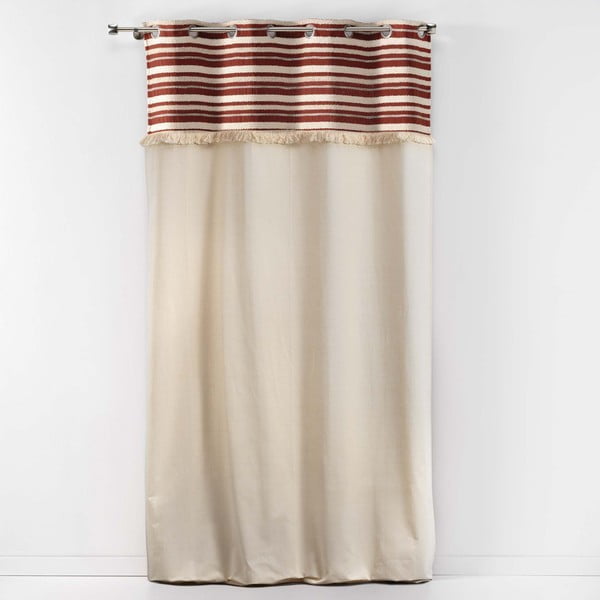 Téglavörös-natúr színű pamut függöny 140x240 cm Atlas – douceur d'intérieur