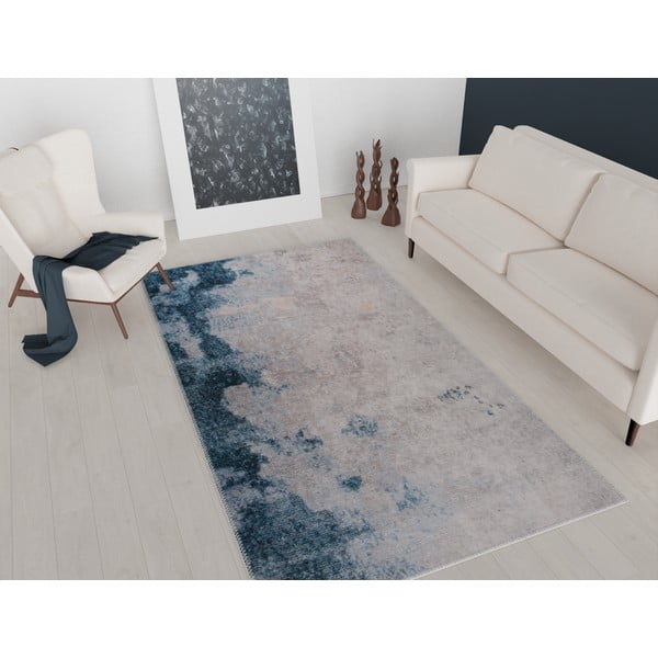 Kék-krémszínű mosható futószőnyeg 200x80 cm - Vitaus-image-1