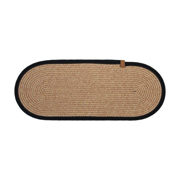 Fekete-natúr színű lépcsőszőnyeg szett 16 db-os 25x65 cm Milo Frame – Vitaus