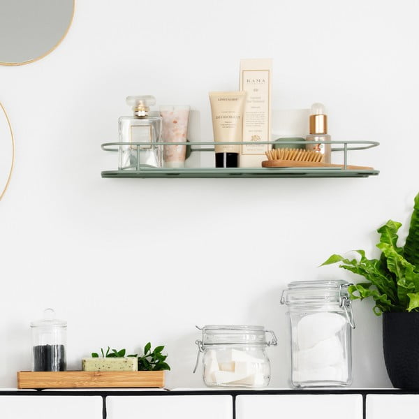Mentazöld öntapadós fém fürdőszobai polc Grena – Compactor-image-1