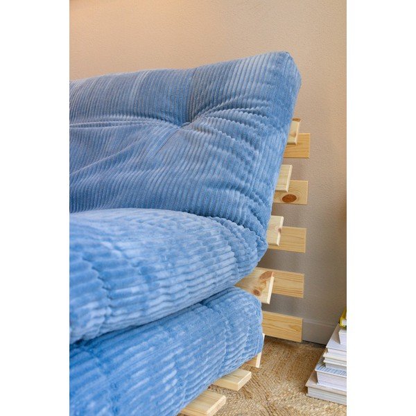 Világoskék kinyitható kordbársony futon fotel Roots – Karup-image-1