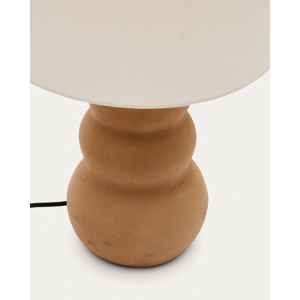 Natúr színű kő asztali lámpa textil búrával (magasság 55 cm) Madsen – Kave Home-image-2