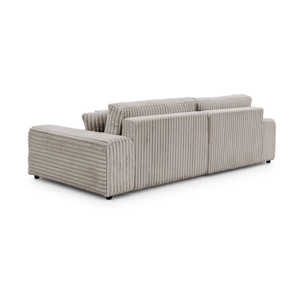 Világosszürke kordbársony kinyitható-tárolóhelyes sarokkanapé (bal oldali) Sarina – Ropez-image-3