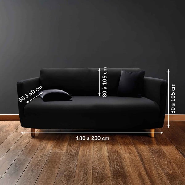 Fekete háromszemélyes gumis kanapé huzat Mila – douceur d'intérieur-image-2