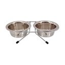 Rozsdamentes acél tálka szett állvánnyal kutyáknak ø 13 cm  Dog Fantasy – Plaček Pet Products