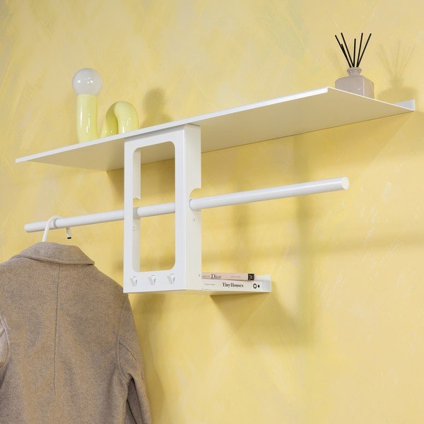 Fehér acél fali fogas polccal 100 cm Luno Small – Spinder Design-image-1