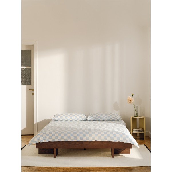 Barna MDF franciaágy ágytámla nélkül ágyráccsal 160x200 cm kőrisfa dekorral Kito – noo.ma-image-1