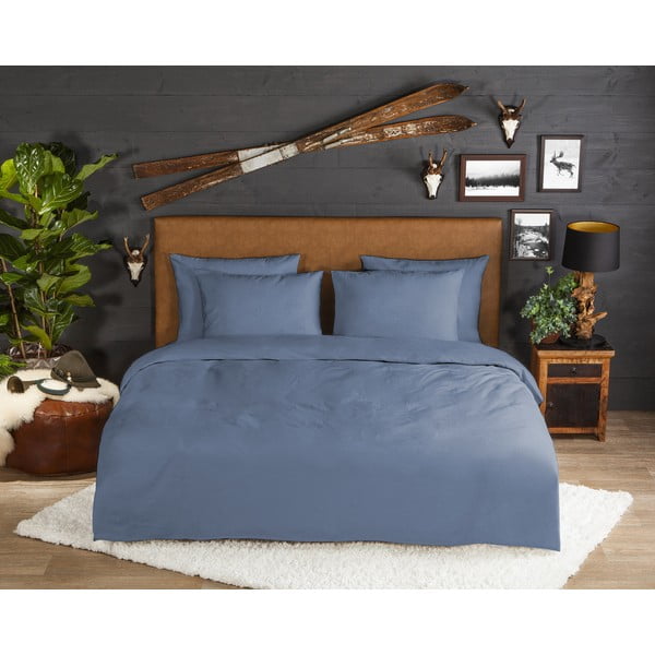 Kék kétszemélyes hosszabbított flanel ágyneműhuzat 200x220 cm – Good Morning-image-1