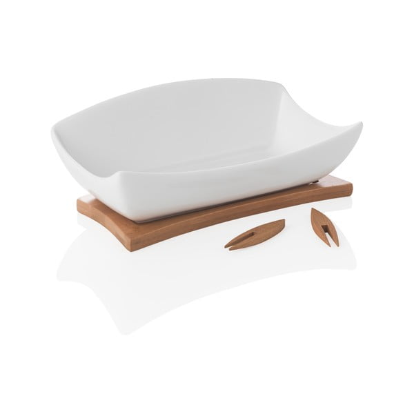 Fehér porcelán-bambusz szervírozó tál Hors D'Oeuvre – Brandani-image-2