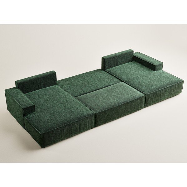 Sötétzöld zsenília kinyitható-tárolóhelyes sarokkanapé (U alakú) Kyoto – Maison de Rêve-image-3