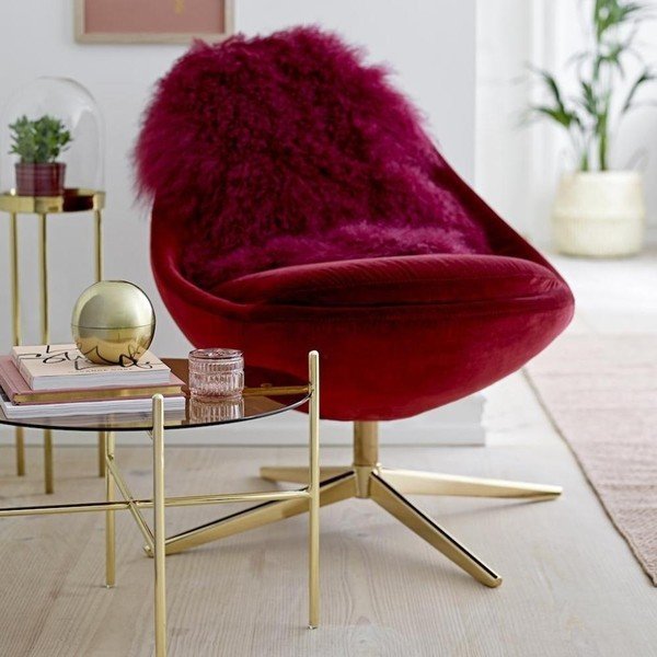 Mongolian sötétpiros mongol báránybőr szőnyeg - Bloomingville-image-1